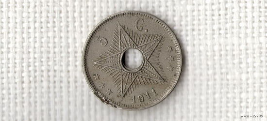 Бельгийское Конго 5 сантимов 1911 /звезда/(D)