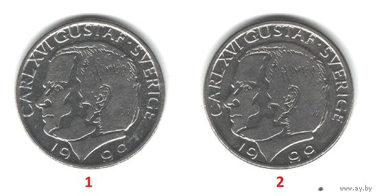 1 крона 1999. Швеция. (поштучно, цена за 1 шт.). 38А