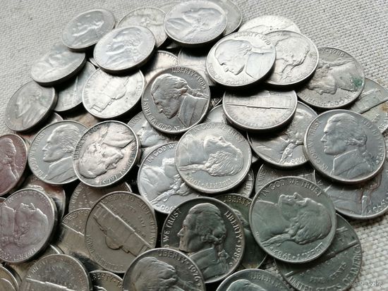 США  5 центов 60 монет  с 1960 до 2003 года. Без МЦ. С рубля .