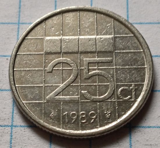 Нидерланды 25 центов, 1989      ( 2-3-8 )