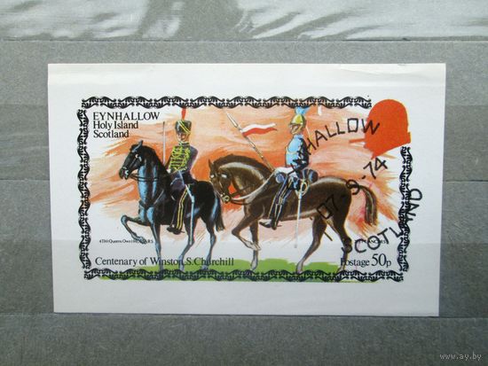 Сувенирный блок не почтовая марка Шотландии 1974 г. Фауна.Лошади