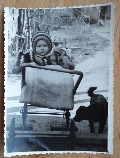 Фото ребенка в коляске. 1960-е. 9х12 см