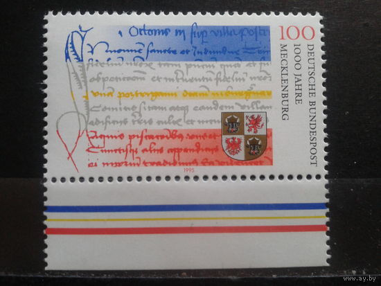 Германия 1995 1000 лет Мекленбургу,** флаг и герб Михель-1,3 евро