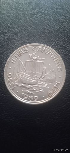 Португалия 100 эскудо 1989 г. -  открытие Острова Мадейра.
