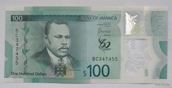 Ямайка 100 долларов 2022 г. 60 лет независимости. Юбилейная. Полимер