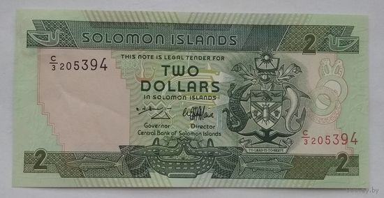 Соломоновы острова 2 доллара 1997 г. Рыбаки. Без флага. Р-18