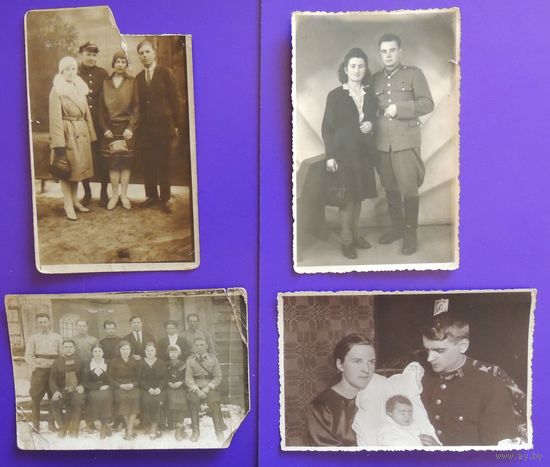 Фото "Польские жолнеры с семьями", 1930-1940-е гг. (9*14 см)
