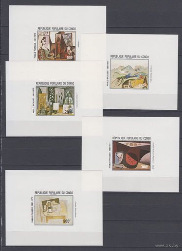 Живопись. Пикассо. Конго. 1981. 5 люкс-блоков б/з (полная серия). Michel N 827-831.