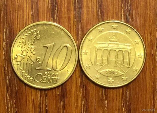 Германия 10 евроцентов 2002 D