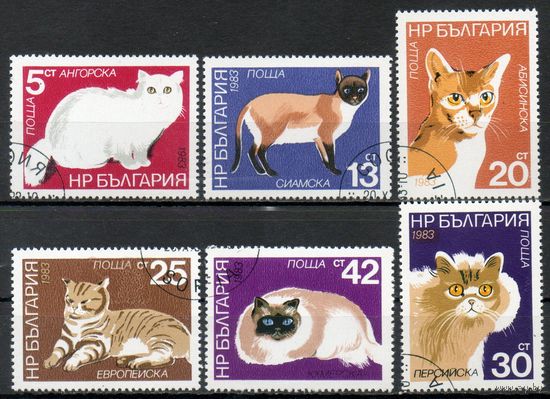 Кошки Болгария 1983 год серия из 6 марок