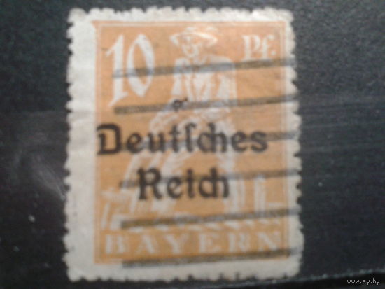 Германия 1920 Надпечатка на марке Баварии 10 пф Михель-2,0 евро гаш