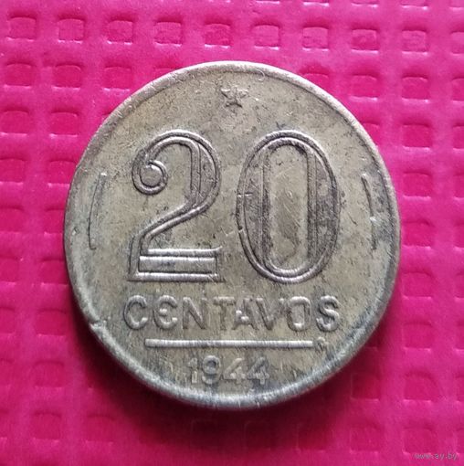 Бразилия 20 центаво 1944 г. #41329