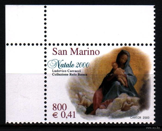 2000 Сан Марино Христианство Живопись Рождество 1х-марка**\\БА