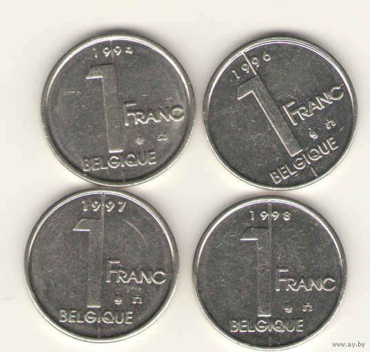 1 франк 1994, 1996, 1997, 1998 г. Q.