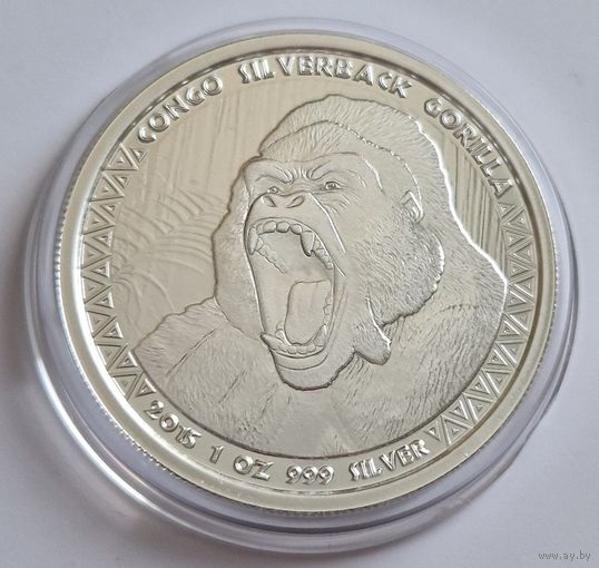 Конго 2015 серебро (1 oz) "Горилла" (первая монета серии)
