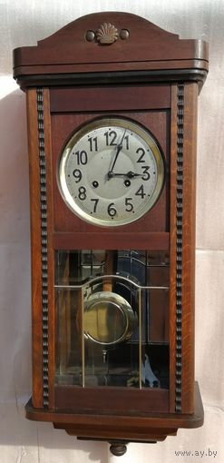 Часы "Юнганс" с витражом и домашним боем . Германия, 1900-1935гг.