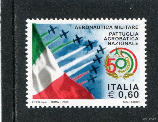 Италия. 50 лет национальной пилотажной группы. Самолеты, флаг