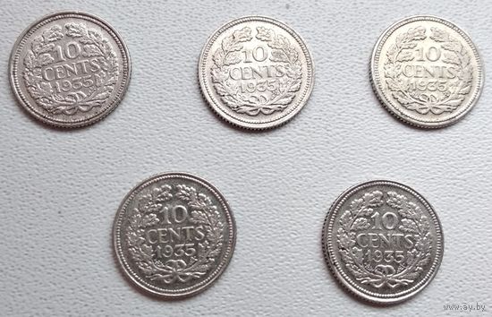 Нидерланды 10 центов, 1935 6-4-10*14