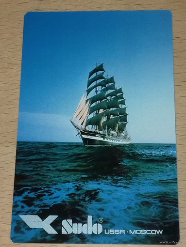 Календарик пластиковый 1987 Внешторг. Флот. Корабли. Sudo. Судоимпорт. Пластик