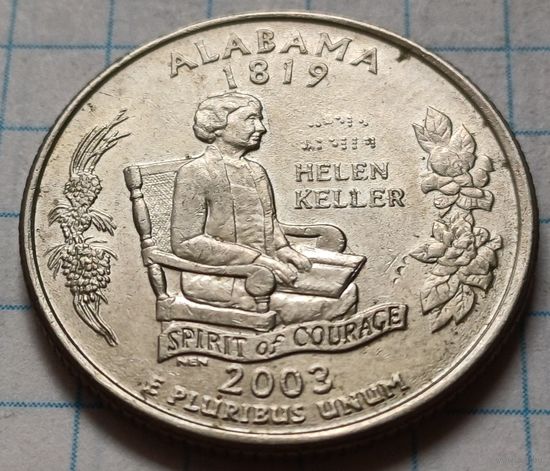 США 1/4 доллара, 2003 Квотер штата Алабама     P     ( 1-9-2 )