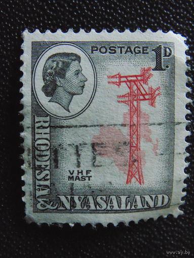 Родезия-Ньясаленд 1959 г. Королева Елизавета II. Телеграфная линия.
