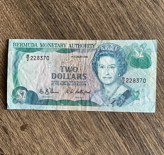 Распродажа! Бермудские острова 2 доллара 1989 г.