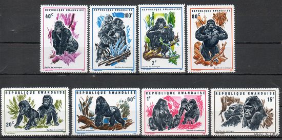 Гориллы Руанда 1970 год серия из 8 марок
