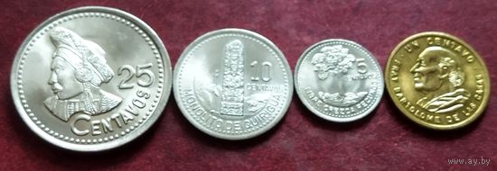 Гватемала набор из 4-х монет 25,10,5,1 сентаво 1995-1996 гг.