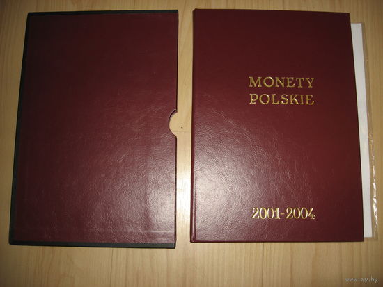 Альбом Польские монеты 2001-2004 года (Fisher, с футляром, размер А4)
