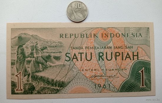 Werty71 Индонезия 1 Рупия 1961 UNC банкнота