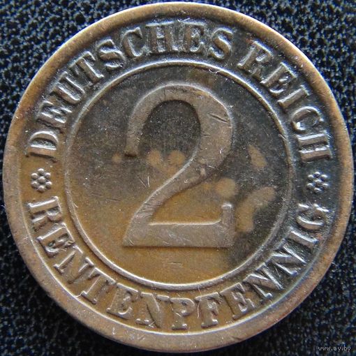 YS: Германия, 2 рентенпфеннига 1924F, KM# 31