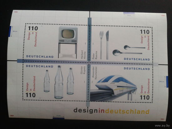 Германия 1999 немецкий дизайн** блок Михель-6,5 евро