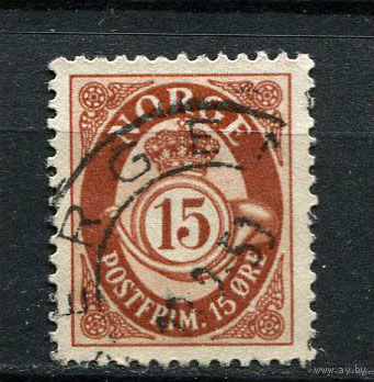 Норвегия - 1950/1952 - Цифры 15 O - [Mi.355] - 1 марка. Гашеная.  (Лот 60EC)-T5P5