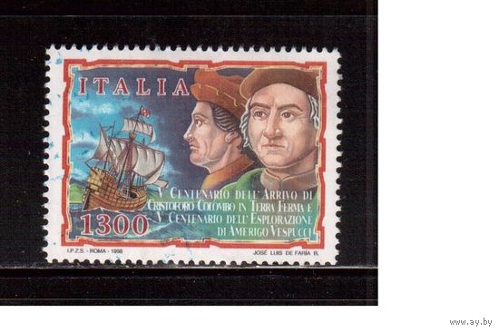Италия-1998, (Мих.2585) гаш. , Флот, Парусники, Колумб(1)