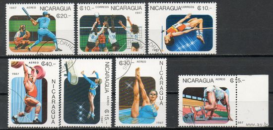 Спорт Никарагуа 1987 год серия из 7 марок с разновидностью