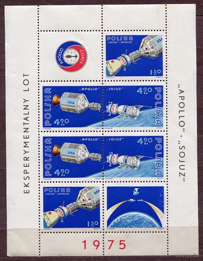 Космос. Союз-Аполлон. Польша. 1975. Блок. Чистый