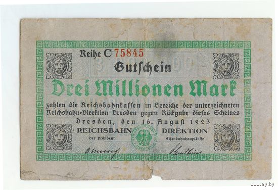 Германия, 3 миллиона марок 1923 год.