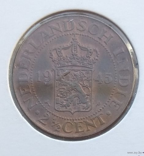 Нидерландская (Голландская) Индия 2,5 (2 1/2) цента 1945 г. В холдере