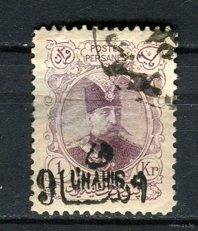 Персия (Иран) - 1904 - Мозафереддин-шах Каджар с надпечаткой 9Ch на 1Kr - (есть тонкое место) - [Mi.217] - 1 марка. Гашеная.  (LOT U48)
