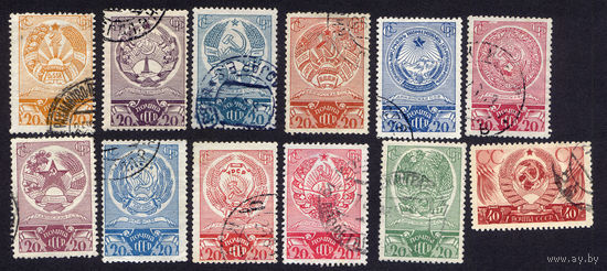 СССР 1938, Выборы в Верховные Советы союзных республик, 11 марок, полная серия +1, гаш., с зубц.