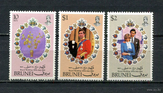 Британский протекторат - Бруней - 1981 - Свадьба принца Чарльза и Дианы Спенсер - [Mi. 252-254] - полная серия - 3 марки. MNH.  (LOT EH36)-T10P26