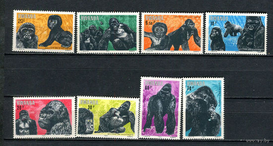 Руанда - 1983 - Горные гориллы - [Mi. 1242-1249] - полная серия - 8 марок. MNH.  (Лот 99DQ)