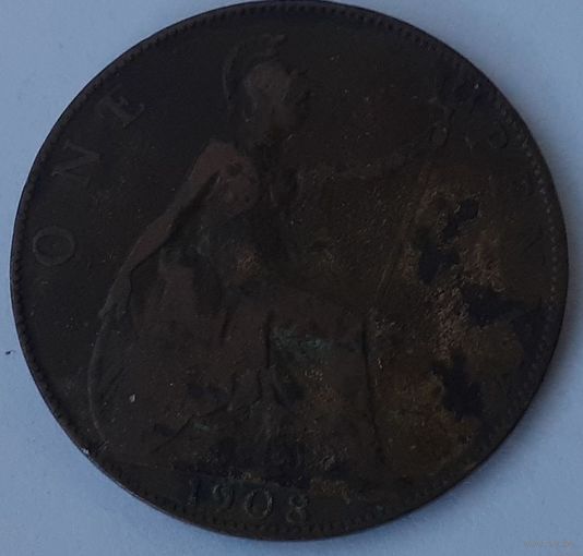 Великобритания 1 пенни, 1908