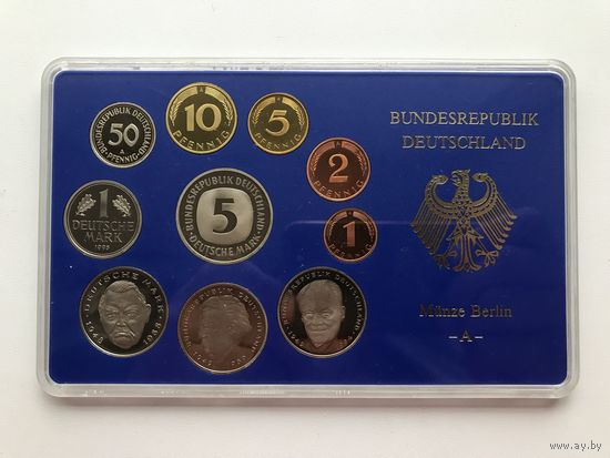 Германия ФРГ полный набор монет 1995 (А - Берлин) - пруф, редкий год!