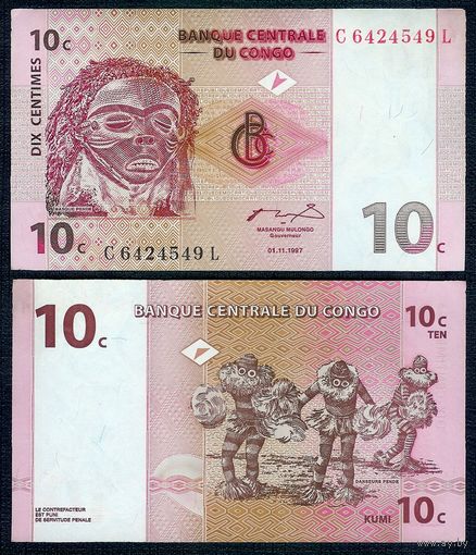 Конго 10 Сантимов 1997 год. UNC-