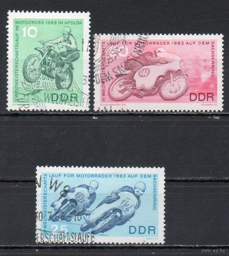 Первенства мира по мотокроссу в Апольдеи и кольцевым гонкам на Заксенринге ГДР 1963 год серия из 3-х марок
