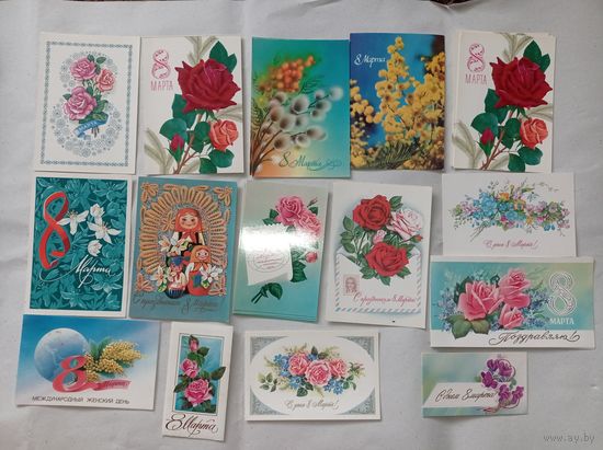 Открытки СССР С 8 марта, открытки с цветами