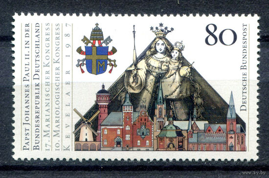 Германия (ФРГ) - 1987г. - Посещение ФРГ папой Иоанном Павлом II - полная серия, MNH с отпечатком [Mi 1320] - 1 марка