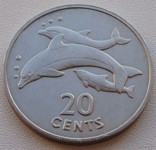 Кирибати. 20 центов 1979 год  KM#5 "Три Дельфина" Тираж: 20.000 шт