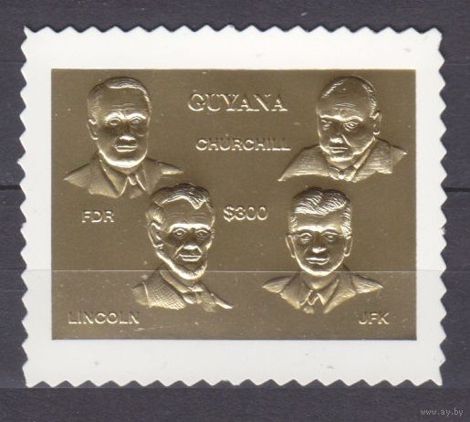 1994 Гайана 4520 золото Политики - А. Линкольн, В. Черчилль, Дж. Кеннеди 7,50 евро